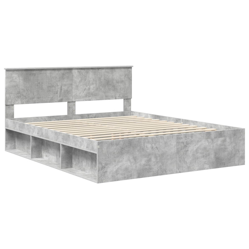Ramka łóżka Betonowy 160 x 200 cm Lite drewno sosnowe