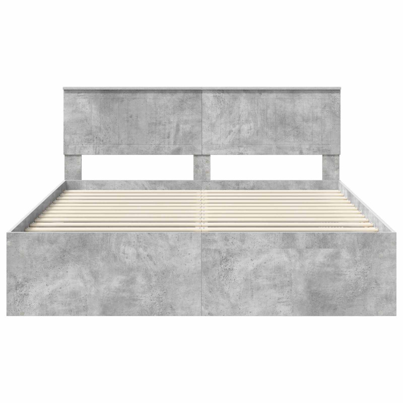 Ramka łóżka Betonowy 160 x 200 cm Lite drewno sosnowe