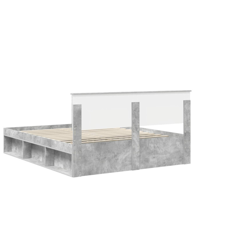 Ramka łóżka Betonowy 160 x 200 cm Lite drewno sosnowe