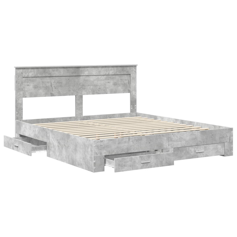 Ramka łóżka Betonowy szary 200 x 200 cm Materiał drewnopochodny