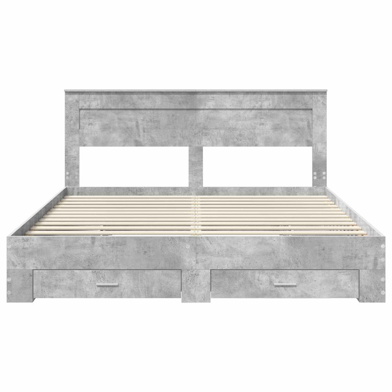 Ramka łóżka Betonowy szary 200 x 200 cm Materiał drewnopochodny