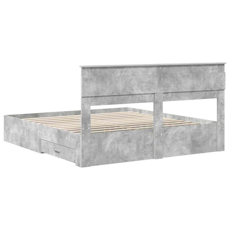 Ramka łóżka Betonowy szary 200 x 200 cm Materiał drewnopochodny