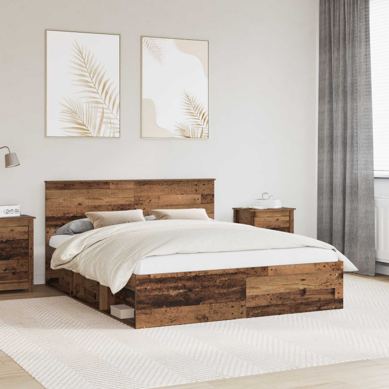 Ramka łóżka Stare drewno 160 x 200 cm Lite drewno sosnowe