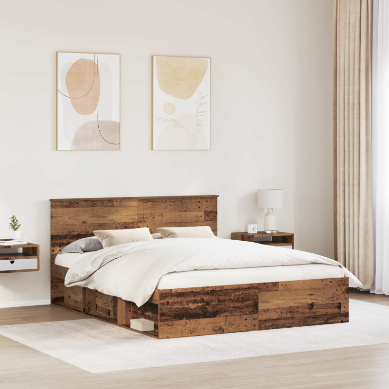 Ramka łóżka Stare drewno 160 x 200 cm Lite drewno sosnowe