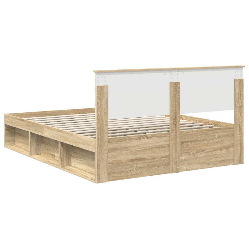 Ramka łóżka Dąb Sonoma 150 x 200 cm Lite drewno sosnowe