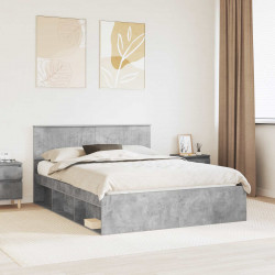 Ramka łóżka Szary beton 150 x 200 cm Lite drewno sosnowe