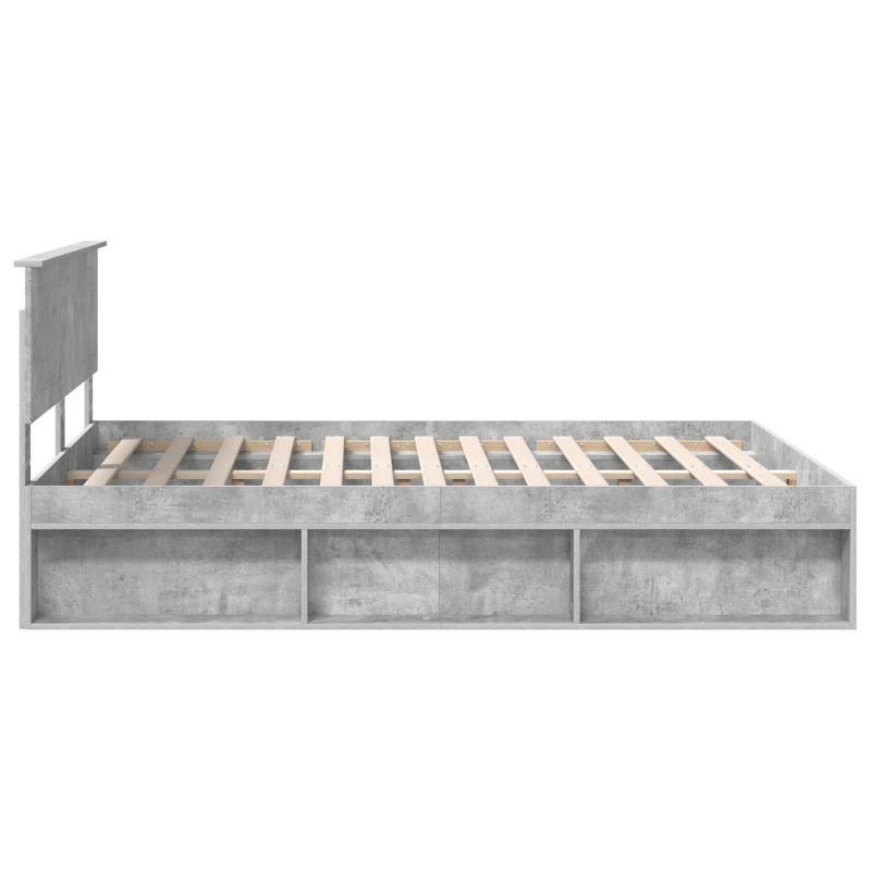 Ramka łóżka Szary beton 150 x 200 cm Lite drewno sosnowe