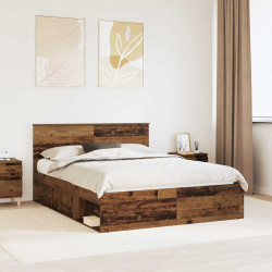 Ramka łóżka Stare drewno 150 x 200 cm Lite drewno sosnowe