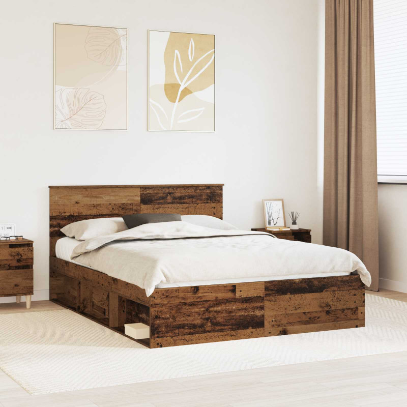 Ramka łóżka Stare drewno 150 x 200 cm Lite drewno sosnowe