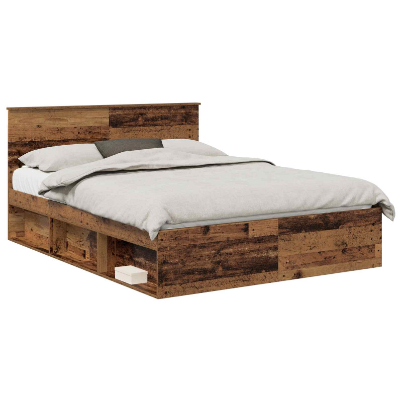 Ramka łóżka Stare drewno 150 x 200 cm Lite drewno sosnowe
