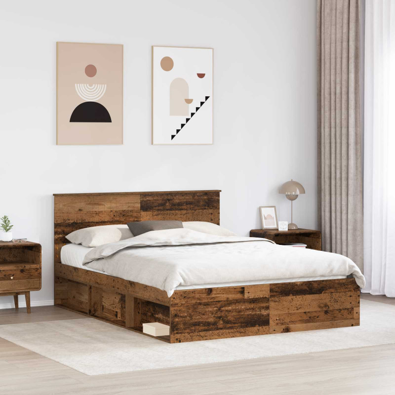 Ramka łóżka Stare drewno 150 x 200 cm Lite drewno sosnowe