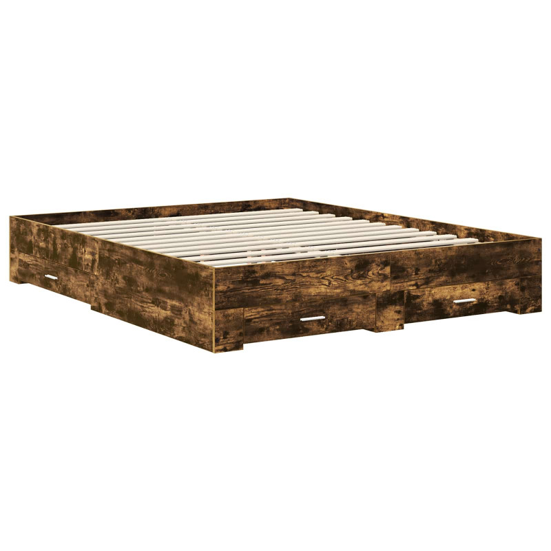 Ramka łóżka Dąb wędzony 160 x 200 cm Materiał drewnopochodny