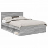 Ramka łóżka Szary Sonoma 140 x 200 cm Lite drewno sosnowe