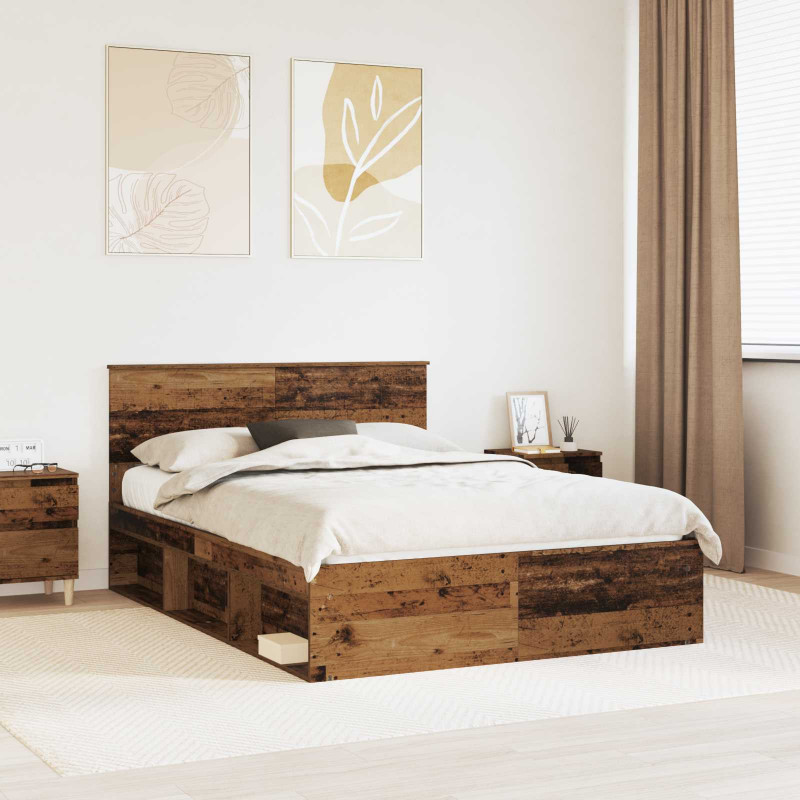 Ramka łóżka Stare drewno 140 x 200 cm Lite drewno sosnowe