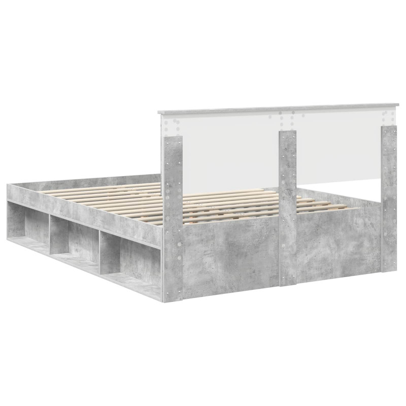 Ramka łóżka Betonowy 140 x 190 cm Lite drewno sosnowe