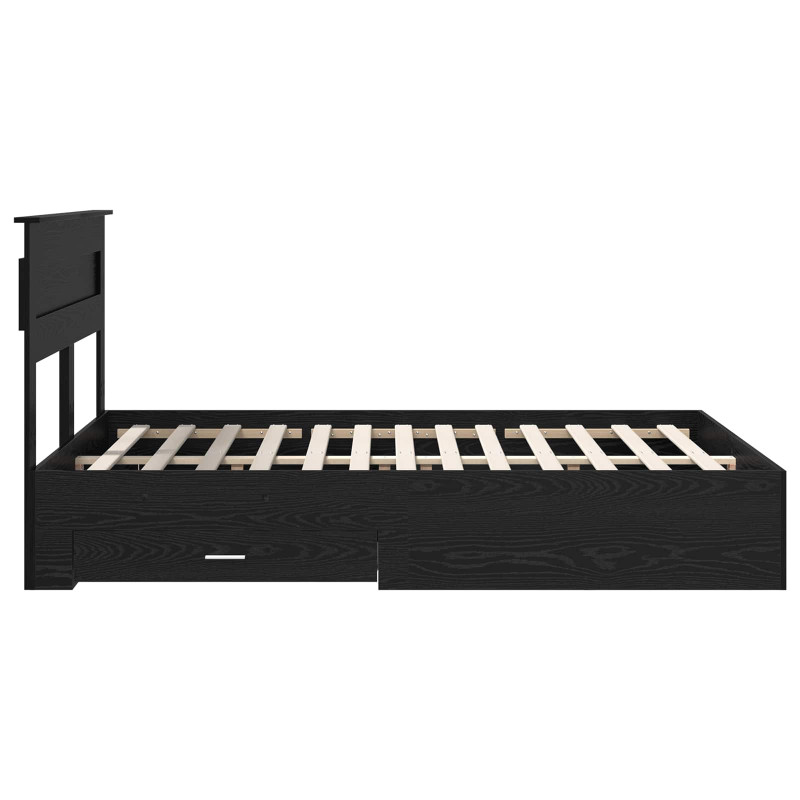 Ramka łóżka Czarny Dąb 140 x 190 cm Materiał drewnopochodny