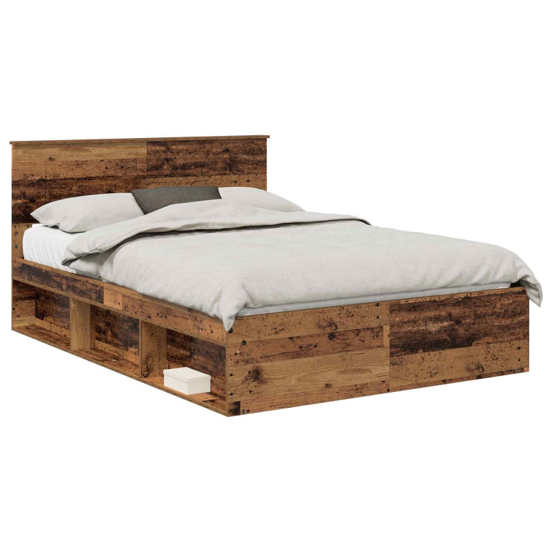 Ramka łóżka Stare drewno 140 x 190 cm Lite drewno sosnowe
