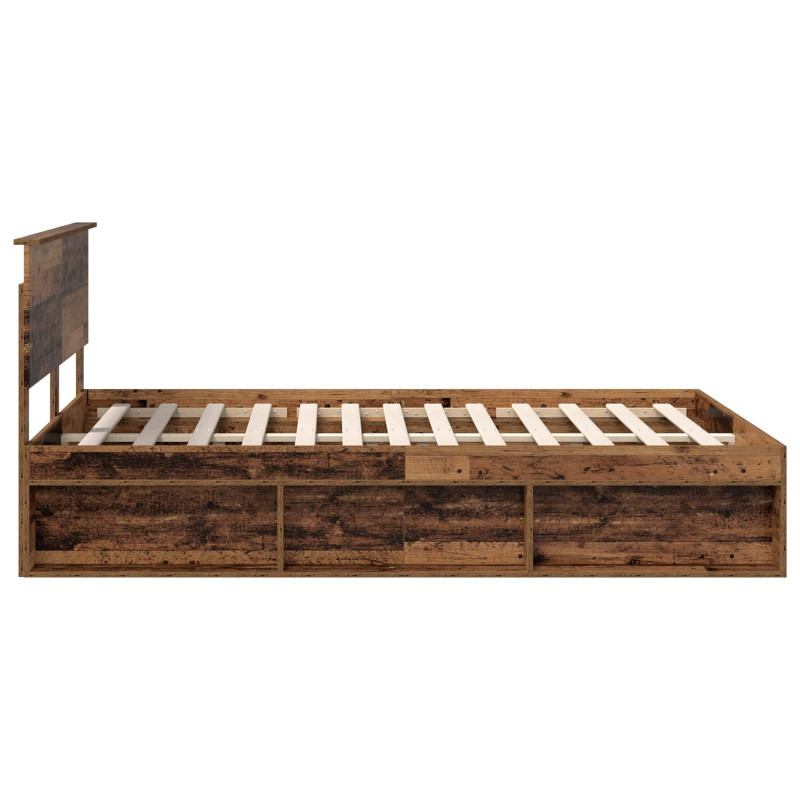Ramka łóżka Stare drewno 140 x 190 cm Lite drewno sosnowe