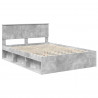 Ramka łóżka Szary beton 135 x 190 cm Lite drewno sosnowe