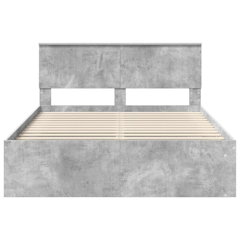 Ramka łóżka Szary beton 135 x 190 cm Lite drewno sosnowe