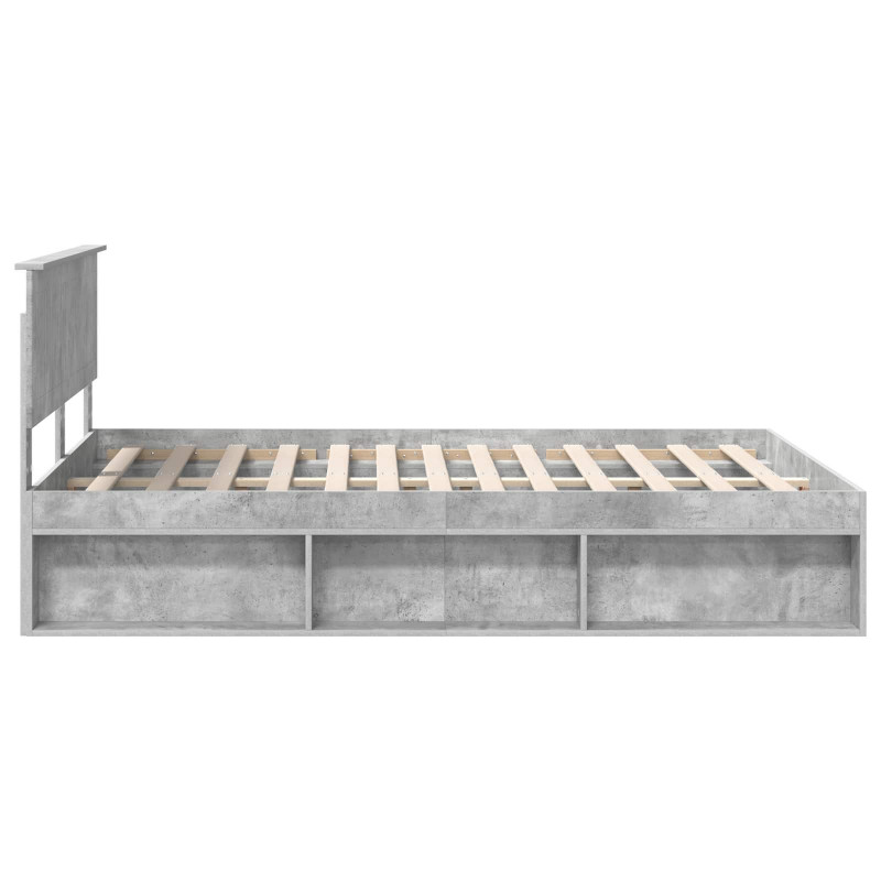 Ramka łóżka Szary beton 135 x 190 cm Lite drewno sosnowe
