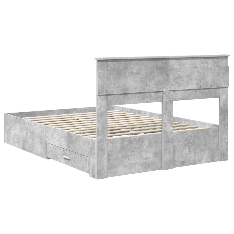 Ramka łóżka Betonowy szary 140 x 200 cm Materiał drewnopochodny
