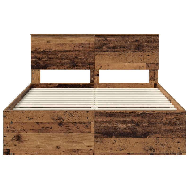 Ramka łóżka Stare drewno 135 x 190 cm Lite drewno sosnowe