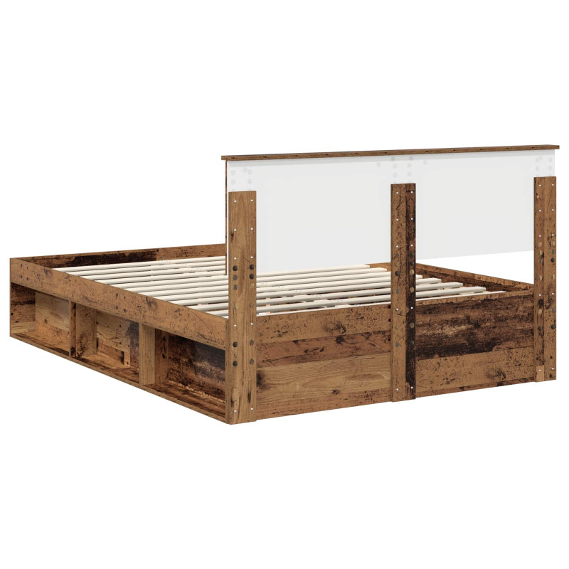 Ramka łóżka Stare drewno 135 x 190 cm Lite drewno sosnowe