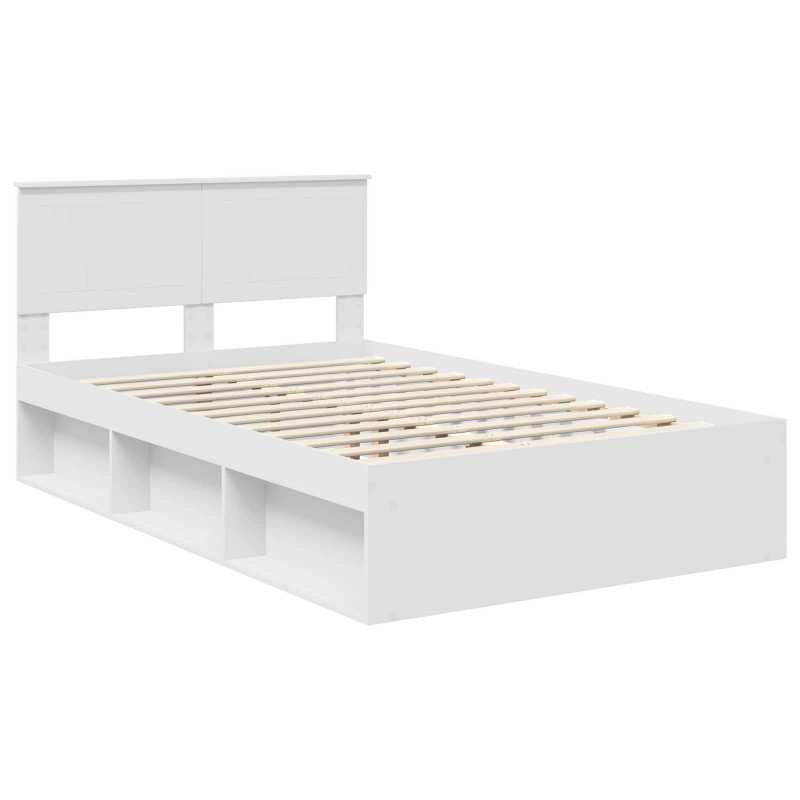 Ramka łóżka Z zagłówkiem Biały 120 x 200 cm Lite drewno sosnowe