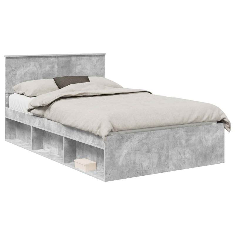 Ramka łóżka Betonowy 120 x 200 cm Lite drewno sosnowe