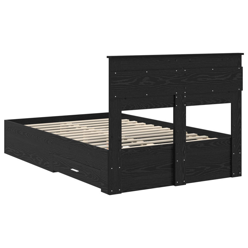 Ramka łóżka Czarny Dąb 120 x 200 cm Materiał drewnopochodny