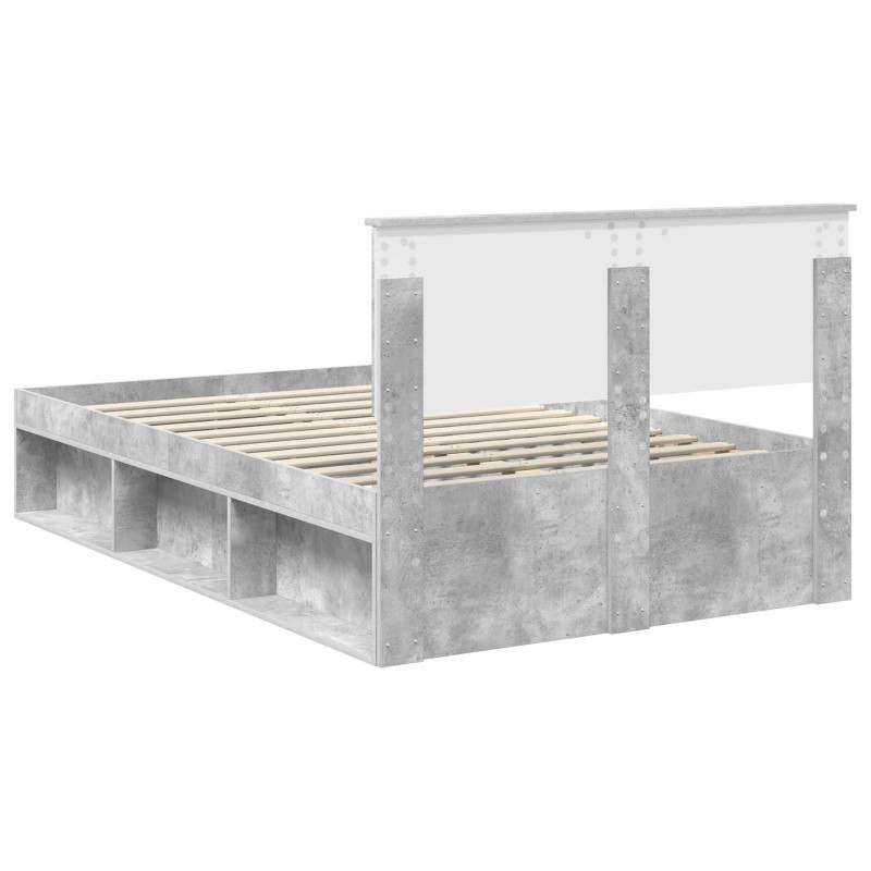 Ramka łóżka Betonowy 120 x 190 cm Lite drewno sosnowe