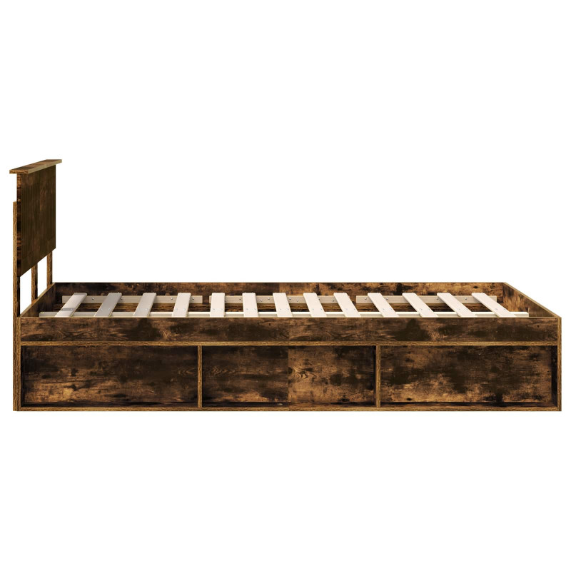 Ramka łóżka Dąb wędzony 120 x 190 cm Lite drewno sosnowe