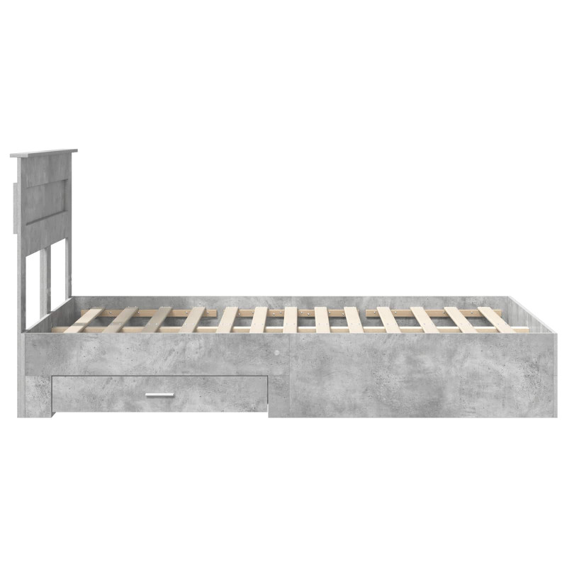 Ramka łóżka Betonowy szary 120 x 200 cm Materiał drewnopochodny