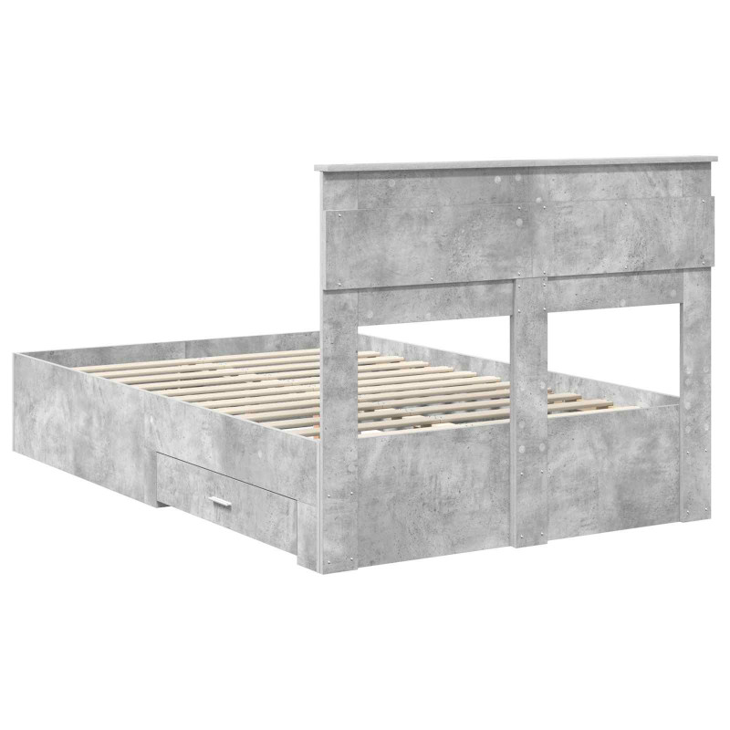 Ramka łóżka Betonowy szary 120 x 200 cm Materiał drewnopochodny