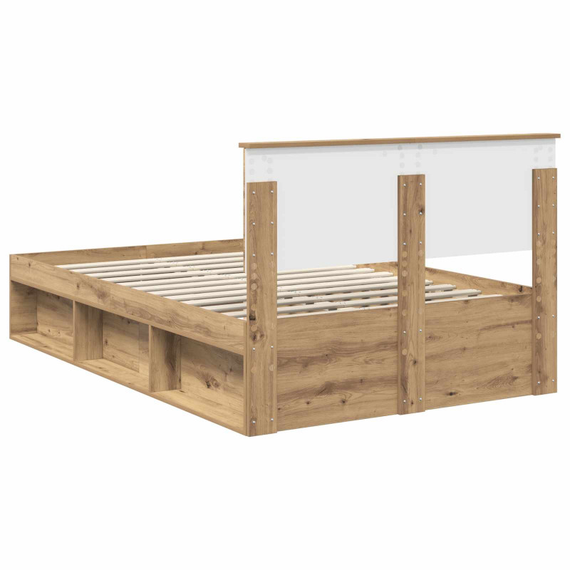 Ramka łóżka Dąb rzemieślniczy 120 x 190 cm Lite drewno sosnowe