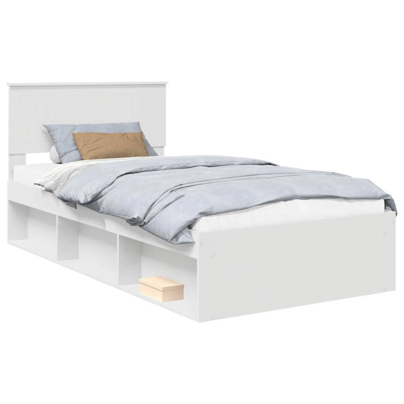 Ramka łóżka Z zagłówkiem Biały 100 x 200 cm Lite drewno sosnowe