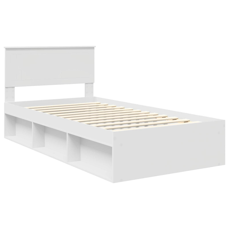 Ramka łóżka Z zagłówkiem Biały 100 x 200 cm Lite drewno sosnowe