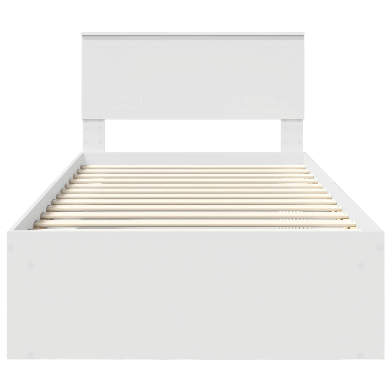 Ramka łóżka Z zagłówkiem Biały 100 x 200 cm Lite drewno sosnowe