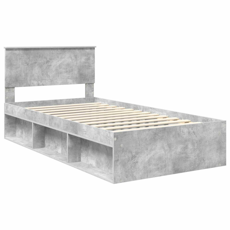 Ramka łóżka Szary beton 100 x 200 cm Lite drewno sosnowe