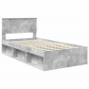 Ramka łóżka Szary beton 100 x 200 cm Lite drewno sosnowe