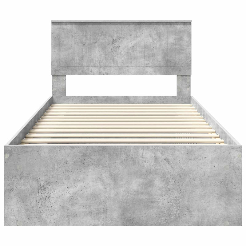 Ramka łóżka Szary beton 100 x 200 cm Lite drewno sosnowe