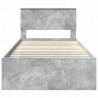 Ramka łóżka Szary beton 100 x 200 cm Lite drewno sosnowe