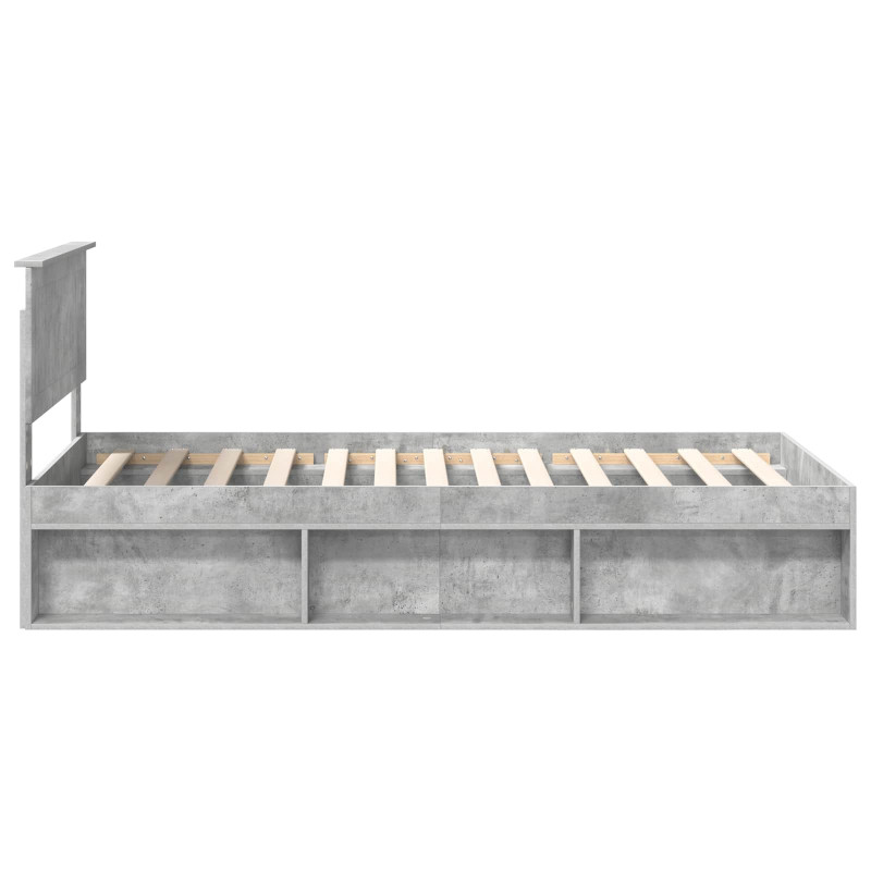 Ramka łóżka Szary beton 100 x 200 cm Lite drewno sosnowe