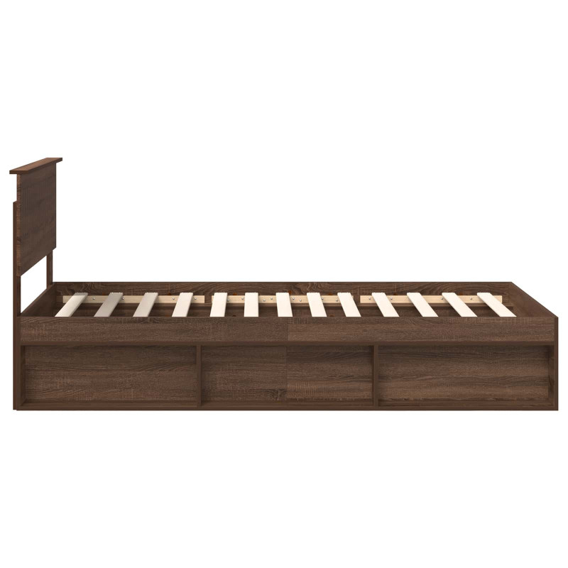 Ramka łóżka Brązowy dąb 100 x 200 cm Lite drewno sosnowe