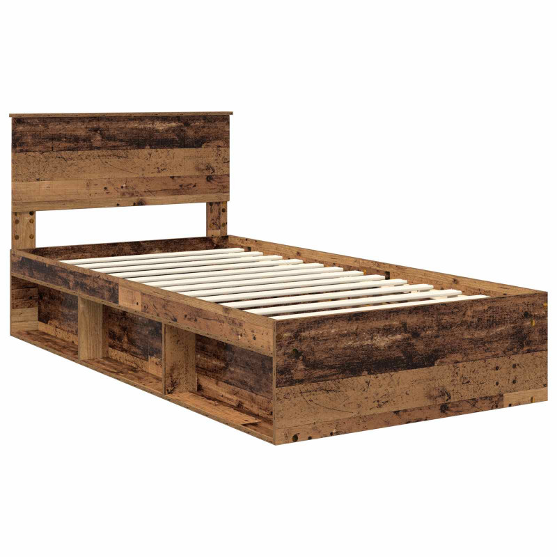 Ramka łóżka Stare drewno 100 x 200 cm Lite drewno sosnowe