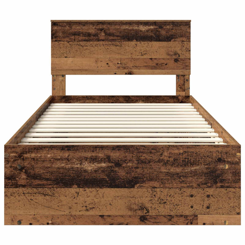 Ramka łóżka Stare drewno 100 x 200 cm Lite drewno sosnowe
