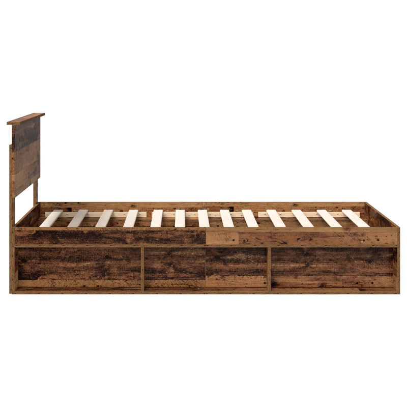 Ramka łóżka Stare drewno 100 x 200 cm Lite drewno sosnowe