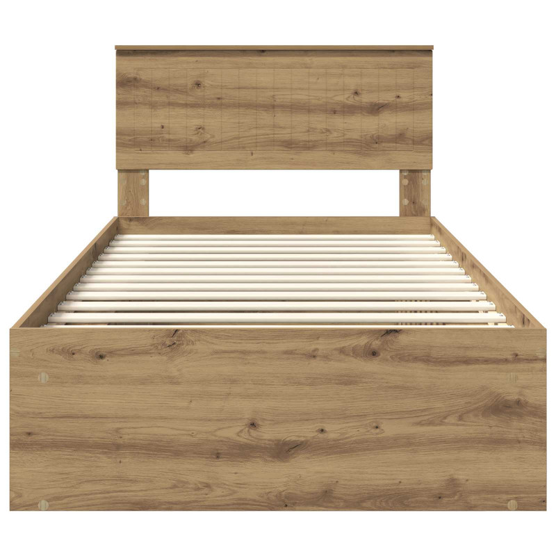 Ramka łóżka Dąb rzemieślniczy 100 x 200 cm Lite drewno sosnowe