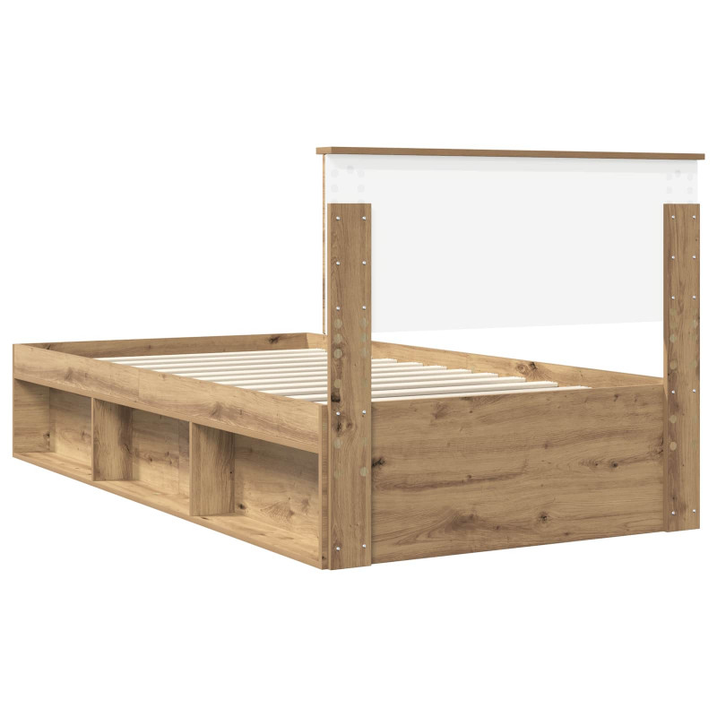 Ramka łóżka Dąb rzemieślniczy 100 x 200 cm Lite drewno sosnowe
